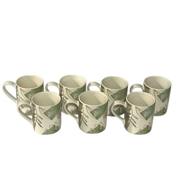 Corelle Textured Leaves 3 7/8" Stoneware Mugs Set of 7 - Picture 1 of 9